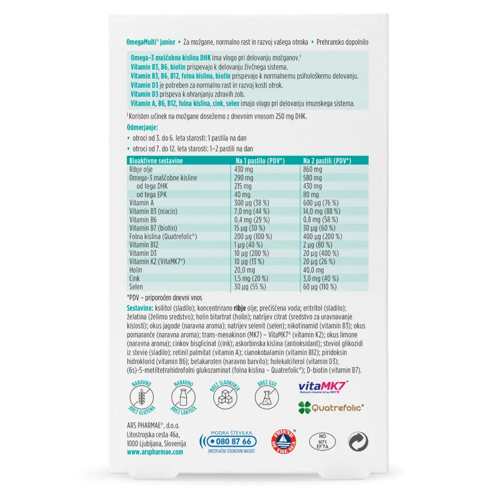 OmegaMulti Junior Ars Pharmae, mehke pastile (30 pastil)